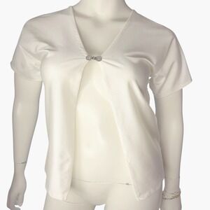 Vintage handmade White Shimmer Spandex Top Minimalist Quiet Luxory Old Money L